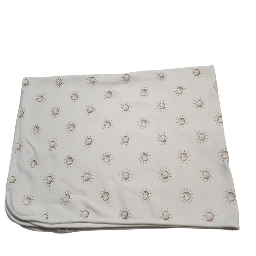 Baby Gap cotton receiving blanket white brown sun unisex